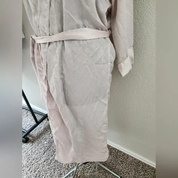 Gold Label Victoria's Secret Vintage 90s Pastel Pink Satin Paisley Long Robe S - Picture 7 of 11